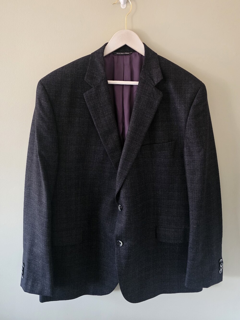 NWOT Savile Row Gold Napoli SPJ Gray Plaid Wool Blazer Size 48R Old Money Preppy